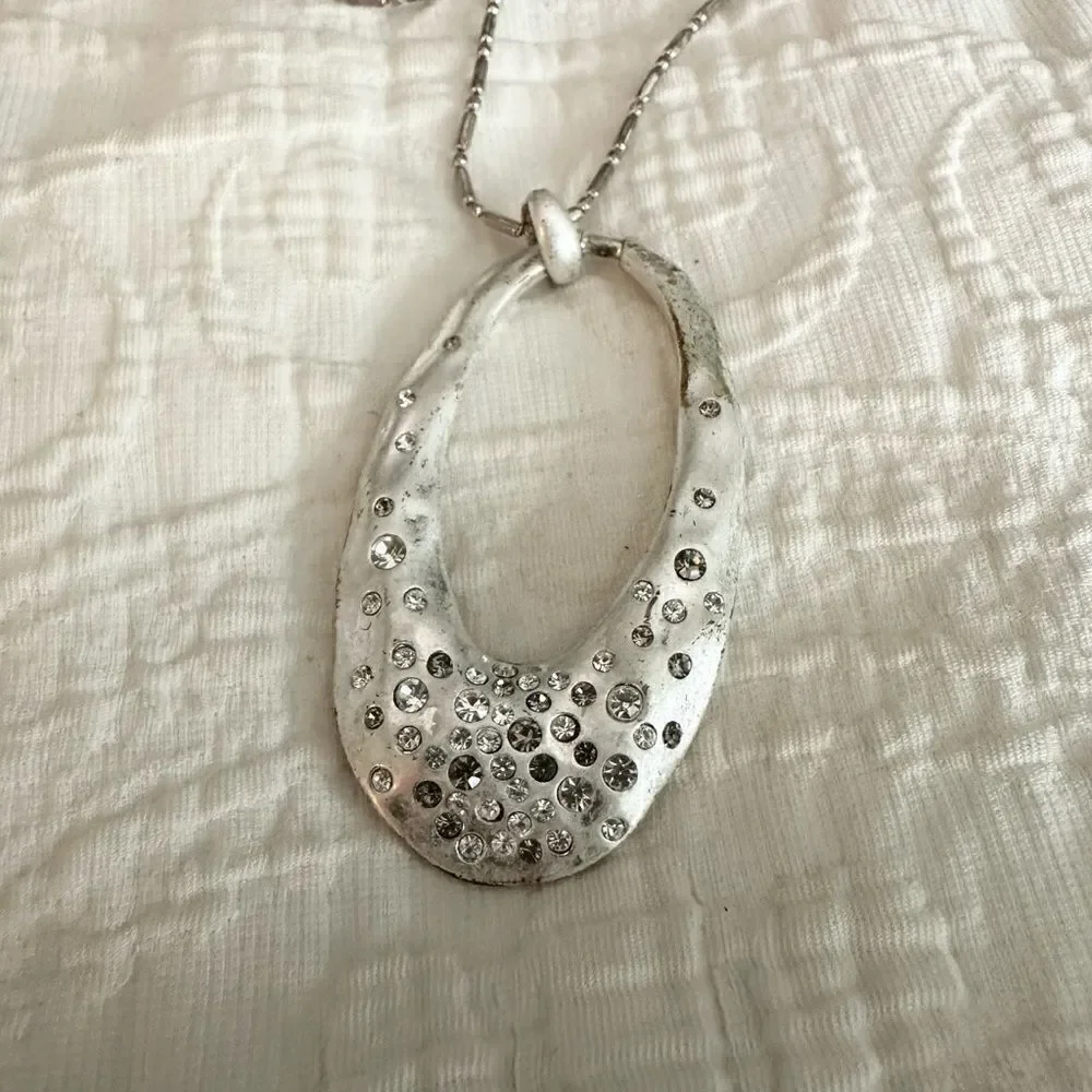 Silver Plated Long Necklace With Pendant